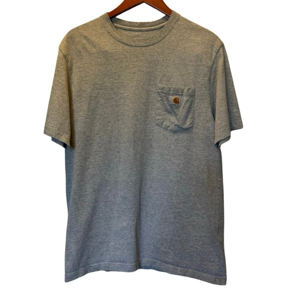 Carhartt T-Shirt Men's M medium Short Sleeve Pocket Logo Crew Neck Gray tee